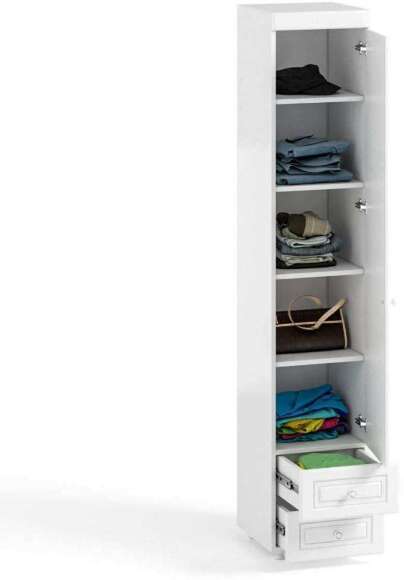 Шкаф-пенал 1дв. (гл.560) с ящиками Афина АФ-35 белое дерево