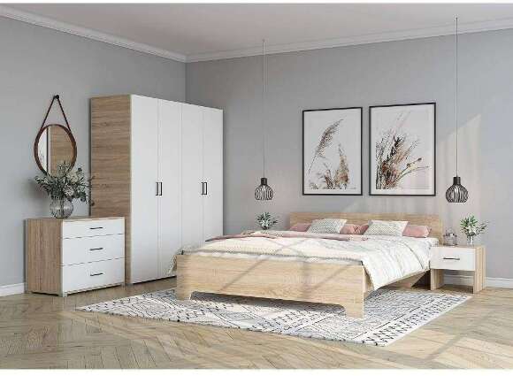 Шкаф для одежды Victor, дуб сонома/белый