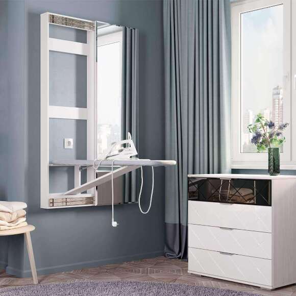 Гладильная доска Смарт БТС с зеркалом (Белая) Гладильная доска Смарт БТС с зеркалом (Белая)