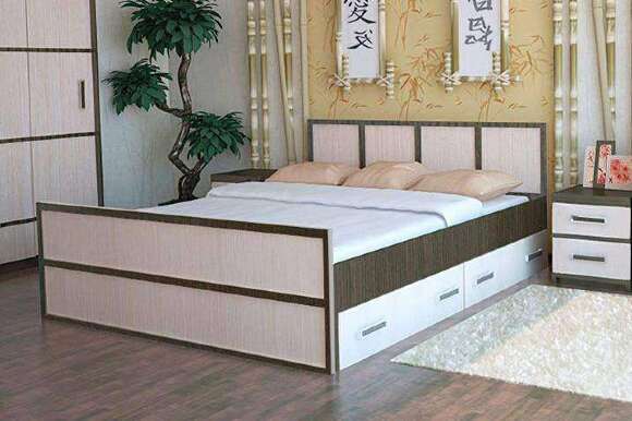 Кровать 140х200 с ящиком Сакура (БТС) с реечным настилом
