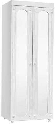 Шкаф 2-х дверный с зеркалами (гл.560) Афина АФ-48 белое дерево