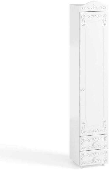 Шкаф-пенал 1дв. (гл.560) с ящиками Италия ИТ-35 белое дерево