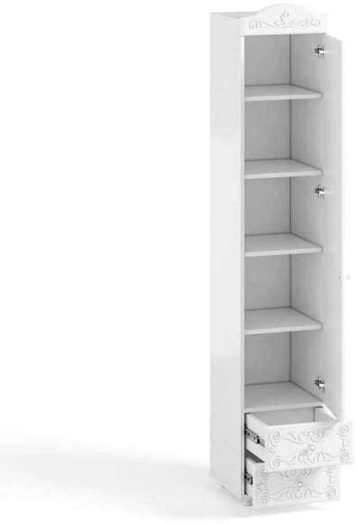 Шкаф-пенал 1дв. (гл.560) с ящиками Италия ИТ-35 белое дерево