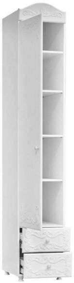 Шкаф-пенал 1дв. (гл.560) с ящиками Италия ИТ-35 белое дерево