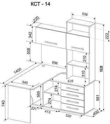 Компьютерный стол КСТ-14 Правый Дуб Юкон
