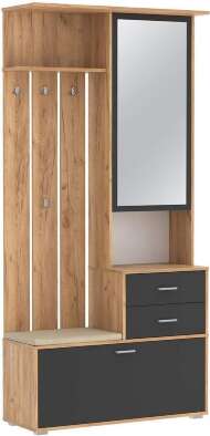 Антре шкаф для прихожей 65.08 Дуб золотой / Диамант серый Антре шкаф для прихожей 65.08 Дуб золотой / Диамант серый
