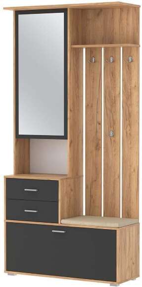 Антре шкаф для прихожей 65.08 Дуб золотой / Диамант серый Антре шкаф для прихожей 65.08 Дуб золотой / Диамант серый