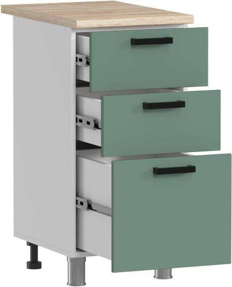 МК Аленушка Н3Я 400 Орешник, Матовая Мята,скоба черный (со столешницей)