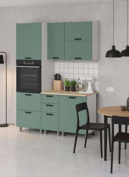 МК Аленушка Н3Я 400 Орешник, Матовая Мята,скоба черный (со столешницей)