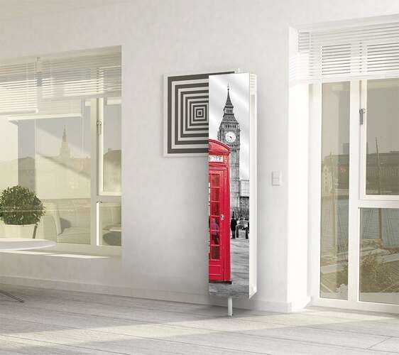 Поворотный шкаф Shelf.On Зум Шелф Арт с рисунком на зеркале Лондон art.5491