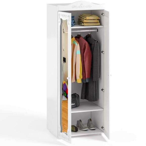 Шкаф 2-х дверный с зеркалами (гл.560) Италия ИТ-48 белое дерево Шкаф 2-х дверный с зеркалами (гл.560) Италия ИТ-48 белое дерево