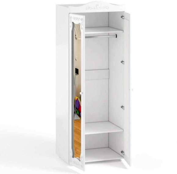 Шкаф 2-х дверный с зеркалами (гл.560) Италия ИТ-48 белое дерево Шкаф 2-х дверный с зеркалами (гл.560) Италия ИТ-48 белое дерево