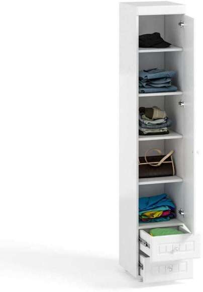 Шкаф-пенал 1дв. (гл.560) с ящиками Монако МН-35 белое дерево