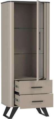 Шкаф-витрина Фиделия 76.02, Серый камень, Мрамор черный Шкаф-витрина Фиделия 76.02, Серый камень, Мрамор черный