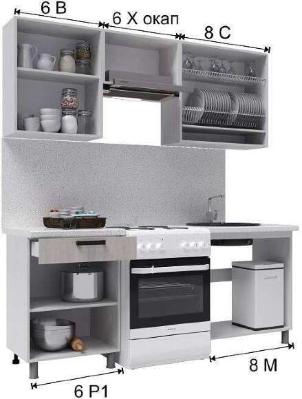 Кухня Палермо, 2м с окапом Кухня Палермо, 2м с окапом