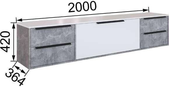 Тумба для ТВ Малави МТВ-1, Ателье светлое, Белый глянец Тумба для ТВ Малави МТВ-1, Ателье светлое, Белый глянец