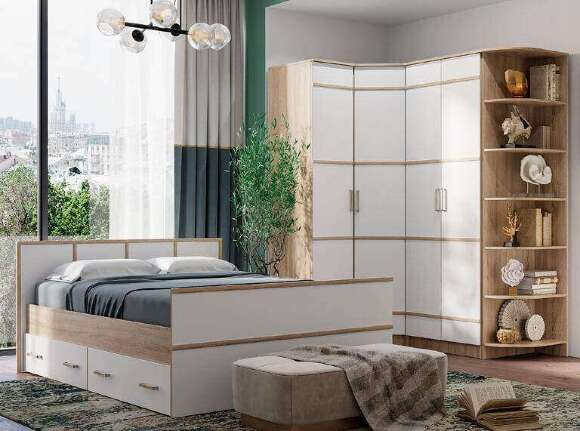 Кровать 160х200 с ящиками Сакура (БТС) с реечным настилом Кровать 160х200 с ящиками Сакура (БТС) с реечным настилом