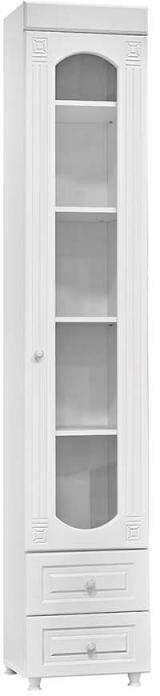 Шкаф-пенал 1дв. (гл.560) со стеклом и ящиками Афина АФ-36 белое дерево