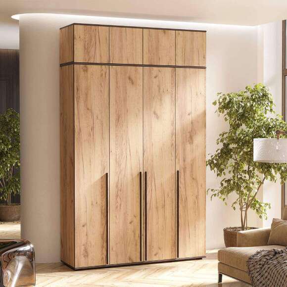 Шкаф 4-створчатый с антресолью Норд (Дуб крафт)