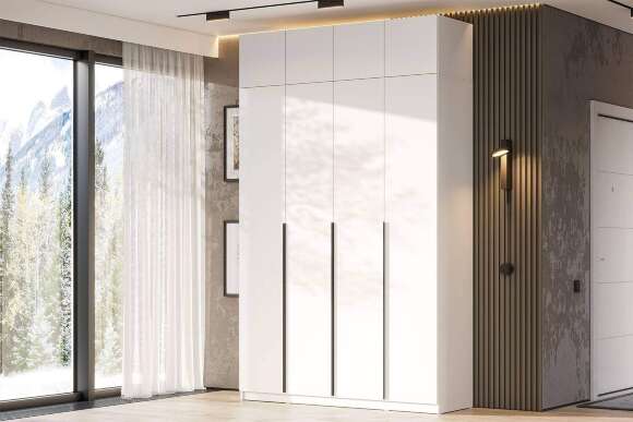 Шкаф с антресолью (9 полок + штанга) ШК 5 (1600), Белый Шкаф с антресолью (9 полок + штанга) ШК 5 (1600), Белый