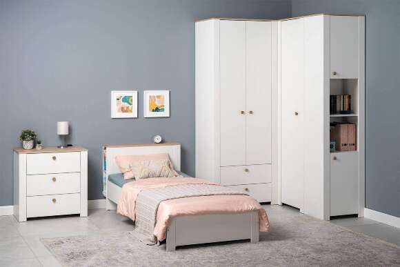 Шкаф торцевой Джастин 16.306, Белый шагрень