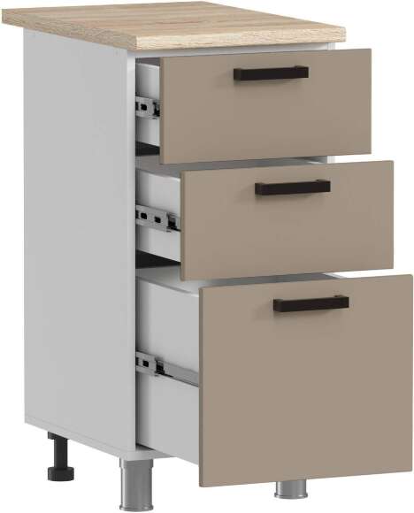 МК Аленушка Н3Я 400 Орешник, Матовый Вижен,скоба черный (со столешницей)