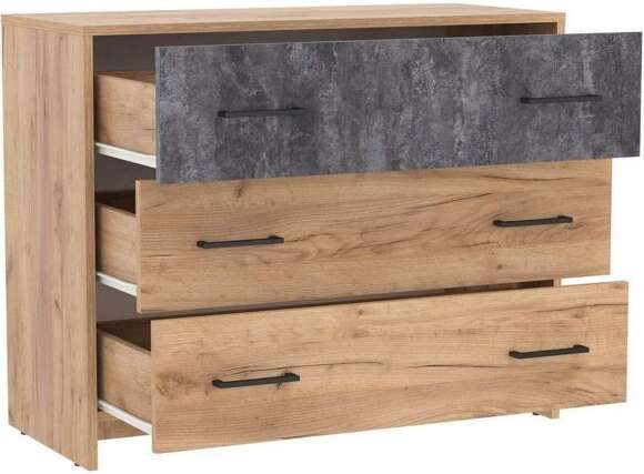 85.02 комод Бордо Дуб золотой / Цемент темный