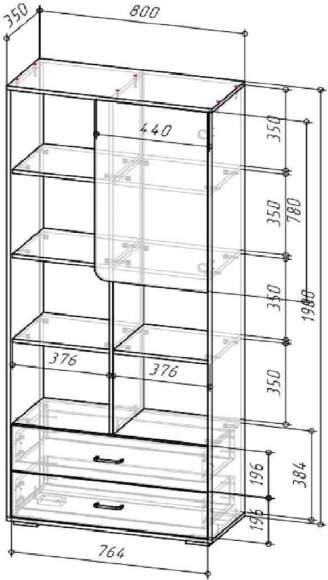 Дастин Шкаф открытый Дуб Крафт золотой / Белая Аляска
