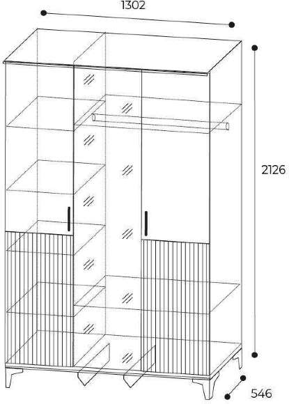 Шкаф 3-створчатый Дюна (Ижмебель) с зеркалом