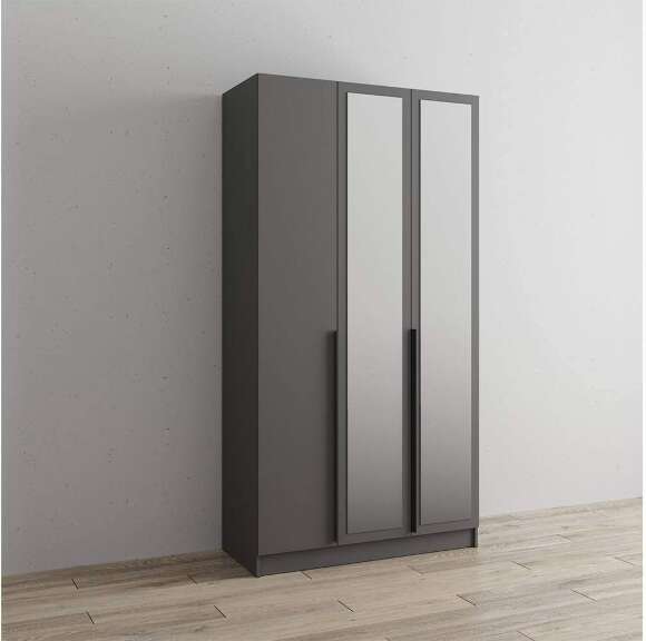 Распашной шкаф с зеркалом Мадрид 1,2, Графит серый Распашной шкаф с зеркалом Мадрид 1,2, Графит серый