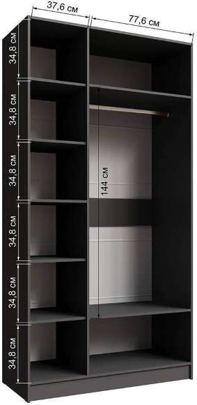 Распашной шкаф с зеркалом Мадрид 1,2, Графит серый Распашной шкаф с зеркалом Мадрид 1,2, Графит серый