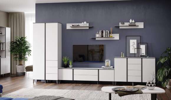 Амара Шкаф белый/серый графит