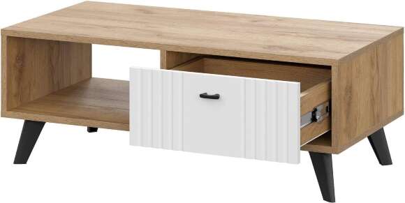 Стол журнальный Милан дуб золотой / белый матовый