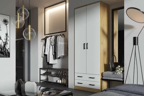 Шкаф Дуэт комбинированный дуб вотан / белый