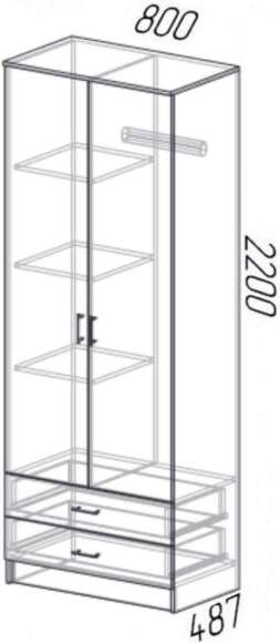 Шкаф Дуэт комбинированный дуб вотан / белый