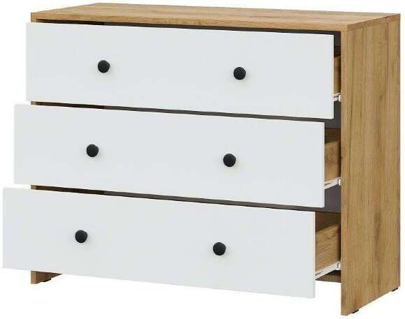Комод Дольче 3 ящика Дуб Золотой, Белый Комод Дольче 3 ящика Дуб Золотой, Белый