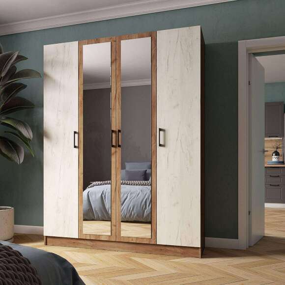 Шкаф Вегас 1600 (ТЭКС) Крафт табачный / Крафт белый