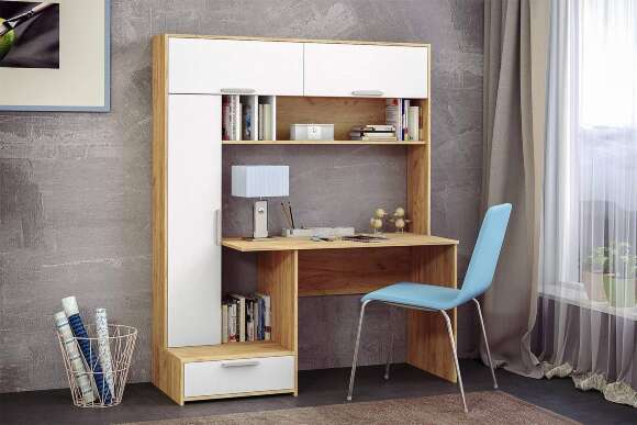 Стол письменный Лайт 03.243 Н, Дуб золотой, Белый Стол письменный Лайт 03.243 Н, Дуб золотой, Белый