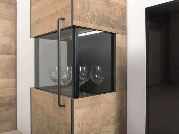 Трувор шкаф-пенал с витриной 13.205 Дуб Гранж Песочный/Интра