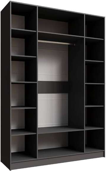 Распашной шкаф с зеркалом Мадрид 1,6, Графит серый Распашной шкаф с зеркалом Мадрид 1,6, Графит серый