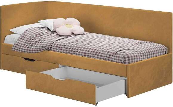 Кровать Лео КР-49, Белый, Горчичный