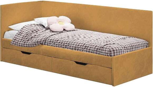 Кровать Лео КР-49, Белый, Горчичный