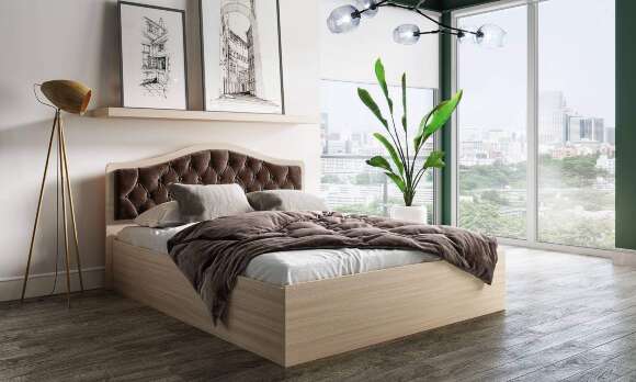 Кровать с настилом ДСП Дели 140х200, дуб сонома/шоколад