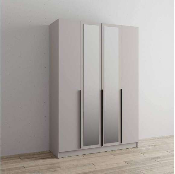 Распашной шкаф с зеркалом Мадрид 1,6, Кашемир Распашной шкаф с зеркалом Мадрид 1,6, Кашемир