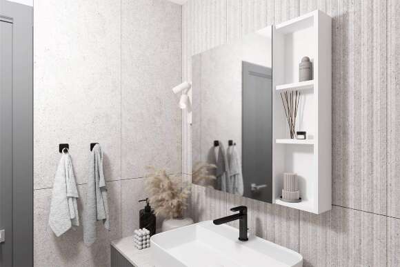 Шкаф зеркальный 16.312.03, Белый Шкаф зеркальный 16.312.03, Белый