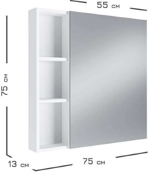 Шкаф зеркальный 16.312.03, Белый Шкаф зеркальный 16.312.03, Белый