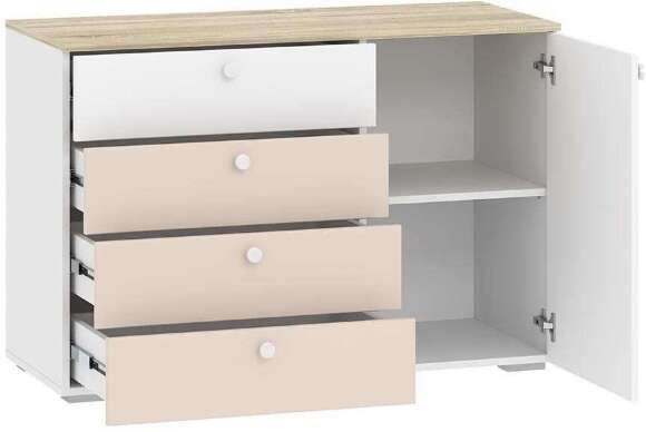 НМ 041.39 комод Банни белый/дуб сонома/бисквит НМ 041.39 комод Банни белый/дуб сонома/бисквит