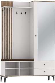 Шкаф для прихожей 51.22 Либерти опора h=150мм с зеркалом Белый / Дуб Каньон