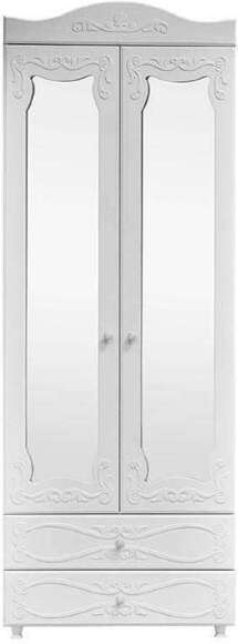 Шкаф 2-х дверный с зеркалами и ящиками (гл.560) Италия ИТ-50 белое дерево Шкаф 2-х дверный с зеркалами и ящиками (гл.560) Италия ИТ-50 белое дерево