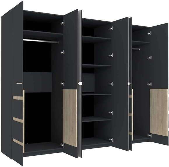Шкаф для одежды и белья Анона, антрацит